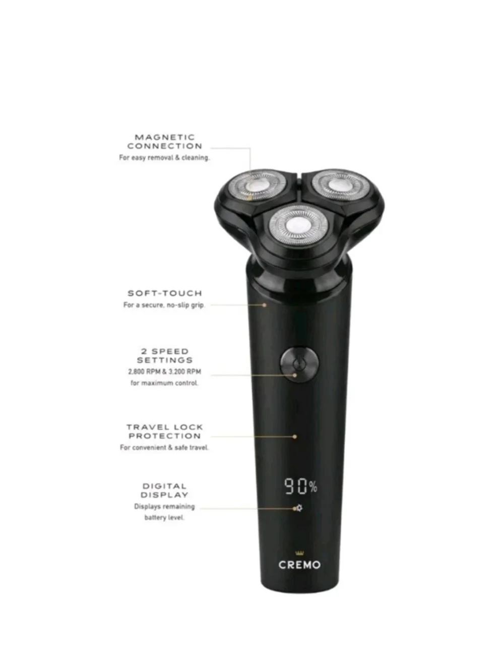 Cremo Rotary Shaver for Men, Cordless Foil Shaver with Multi-Foil Floating Head,
